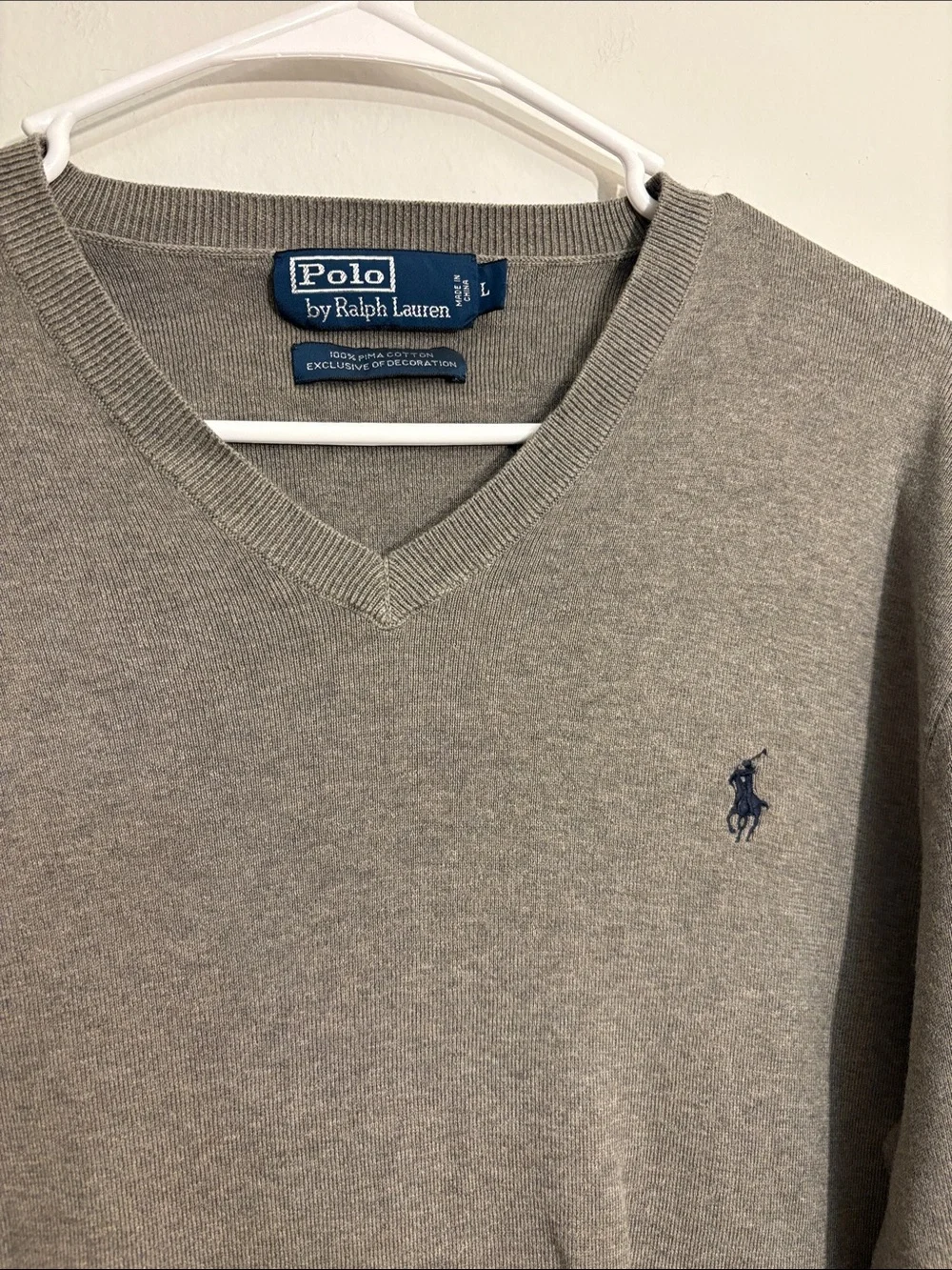 Polo by Ralph Lauren Men's V-Neck Sweater Light Gray